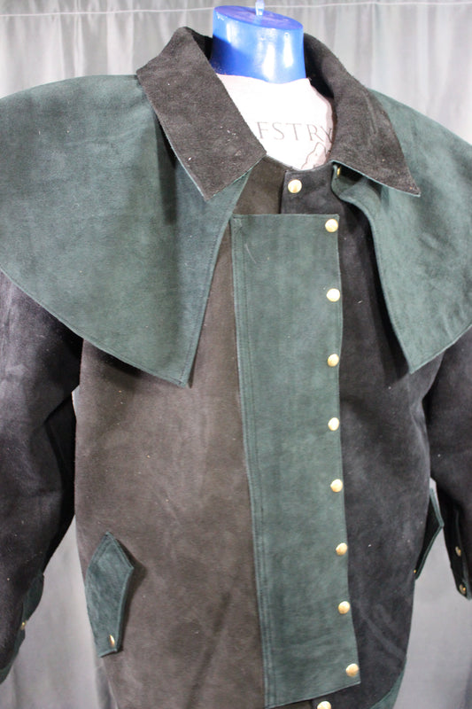 Suede Leather Duster (shortened) with Mantle - view 2