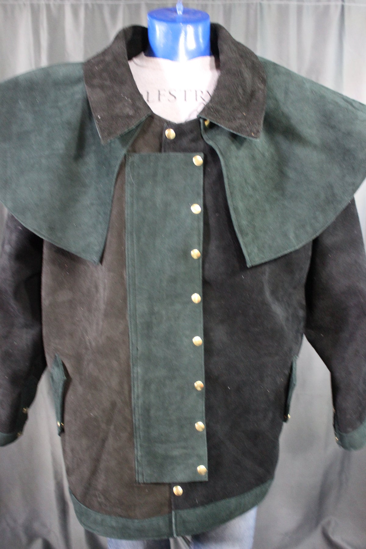 Suede Leather Duster (shortened) with Mantle - view 3