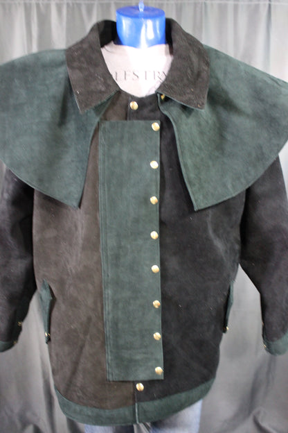 Suede Leather Duster (shortened) with Mantle - view 3