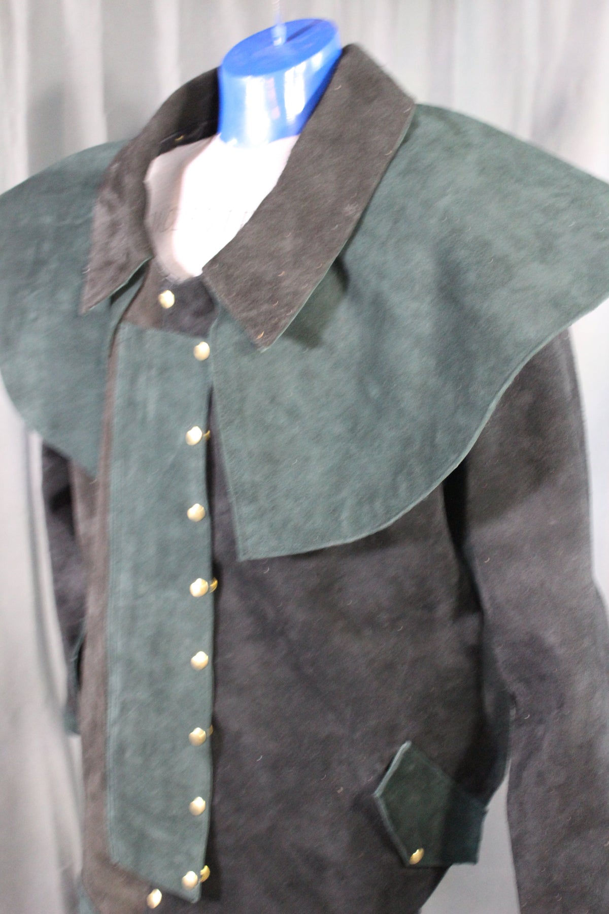 Suede Leather Duster (shortened) with Mantle - view 9