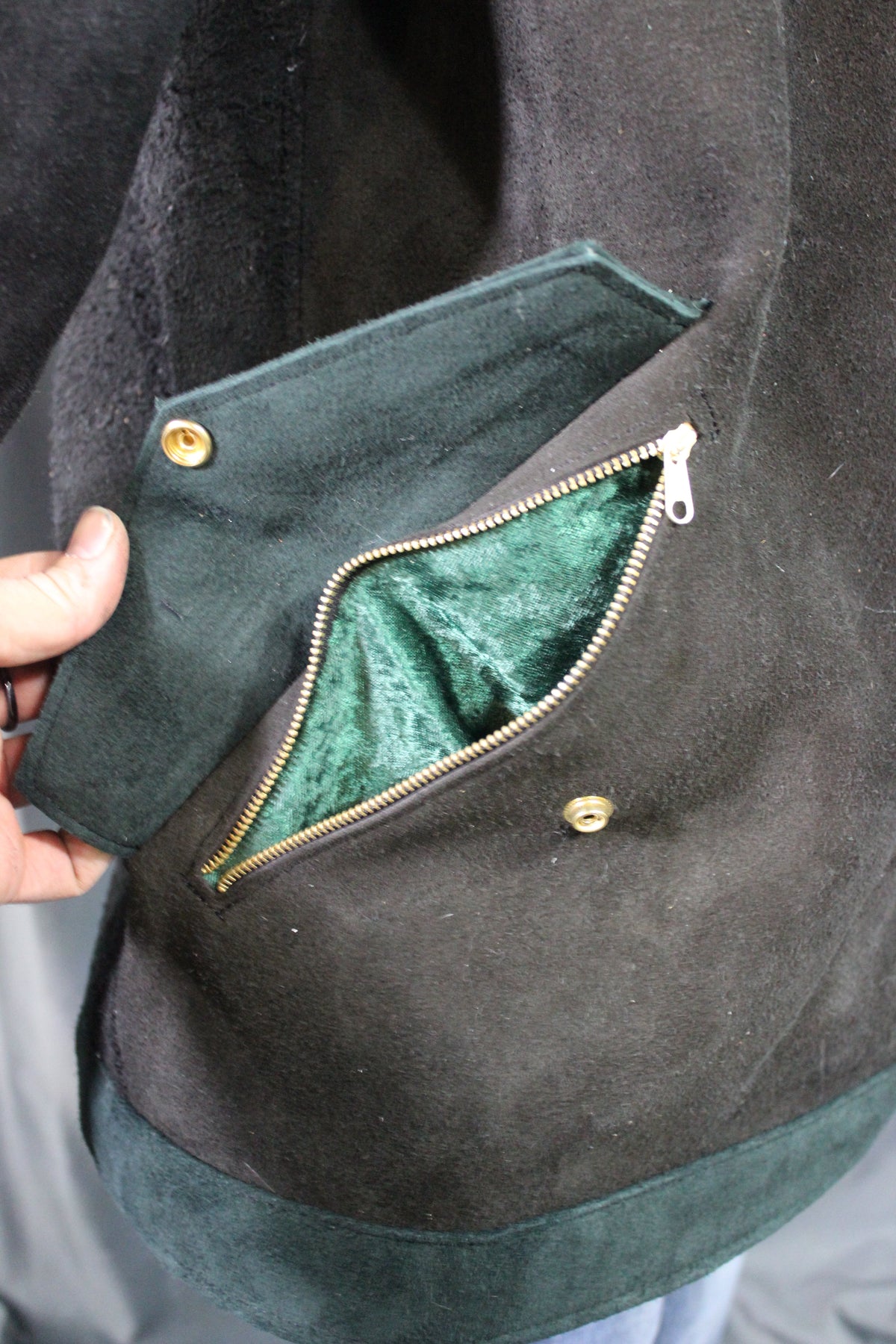Suede Leather Duster (shortened) with Mantle - view 15