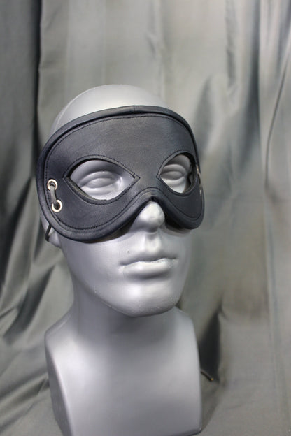 Leather Party Mask with Rolled Edge - front view