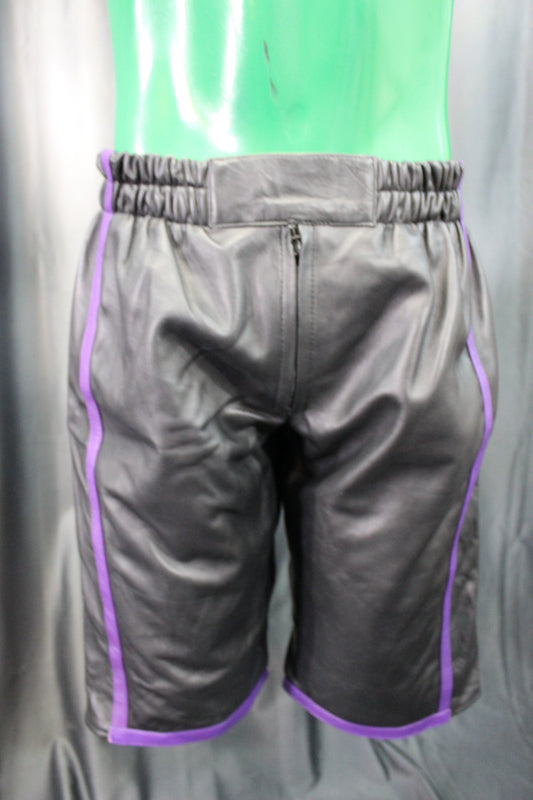 Basketball Shorts in Black and Purple - front view