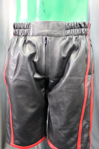 Basketball Shorts in Black and Red - front view