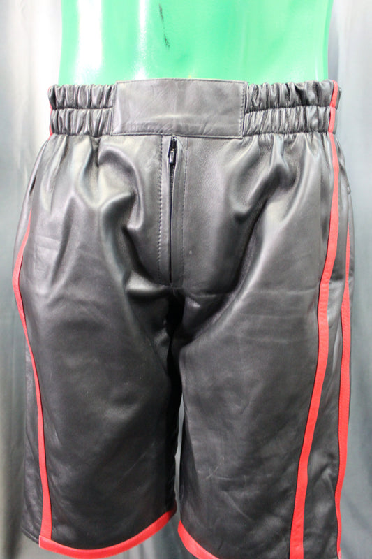 Basketball Shorts in Black and Red - front view