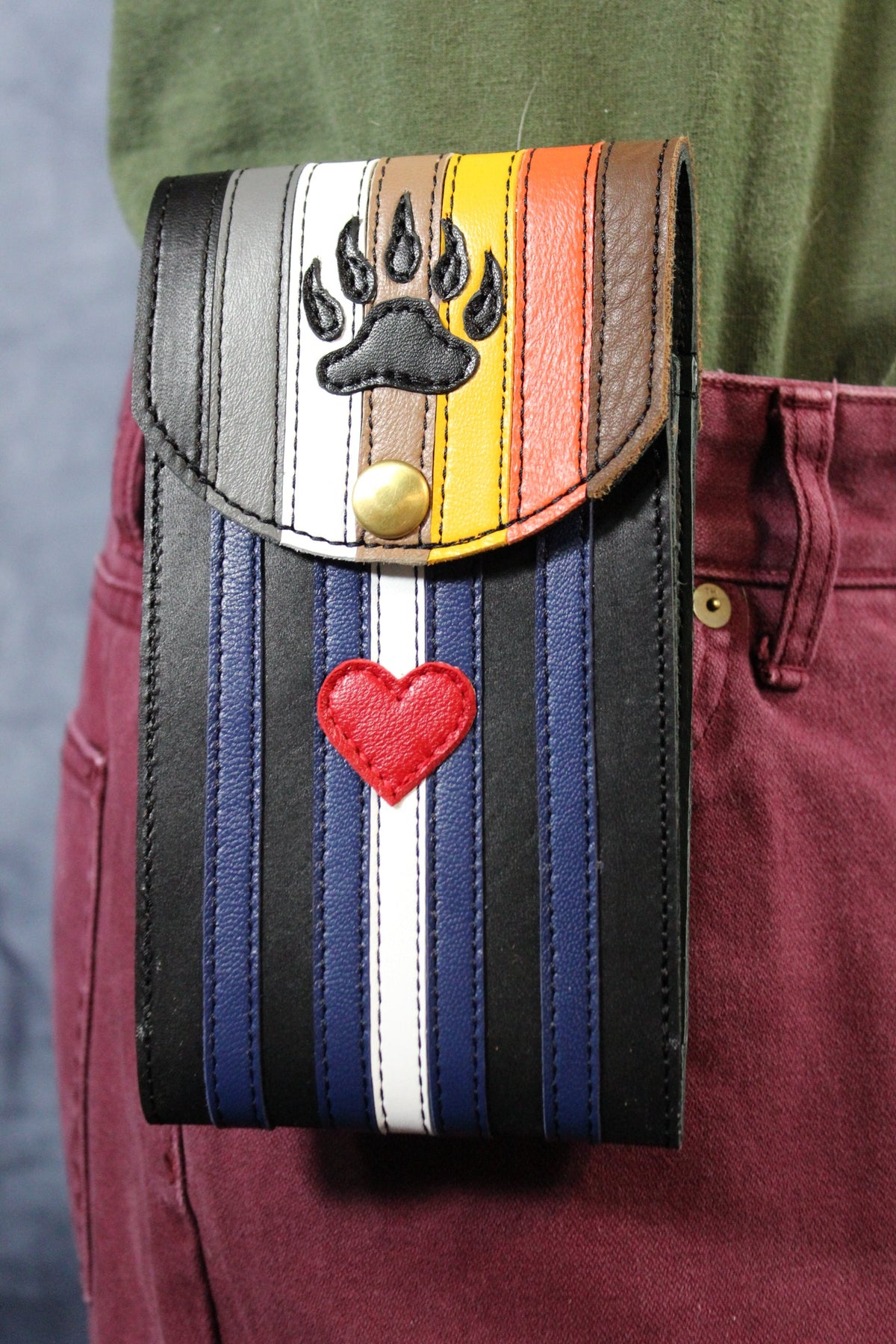 Leather Bear Phone Holster - front view