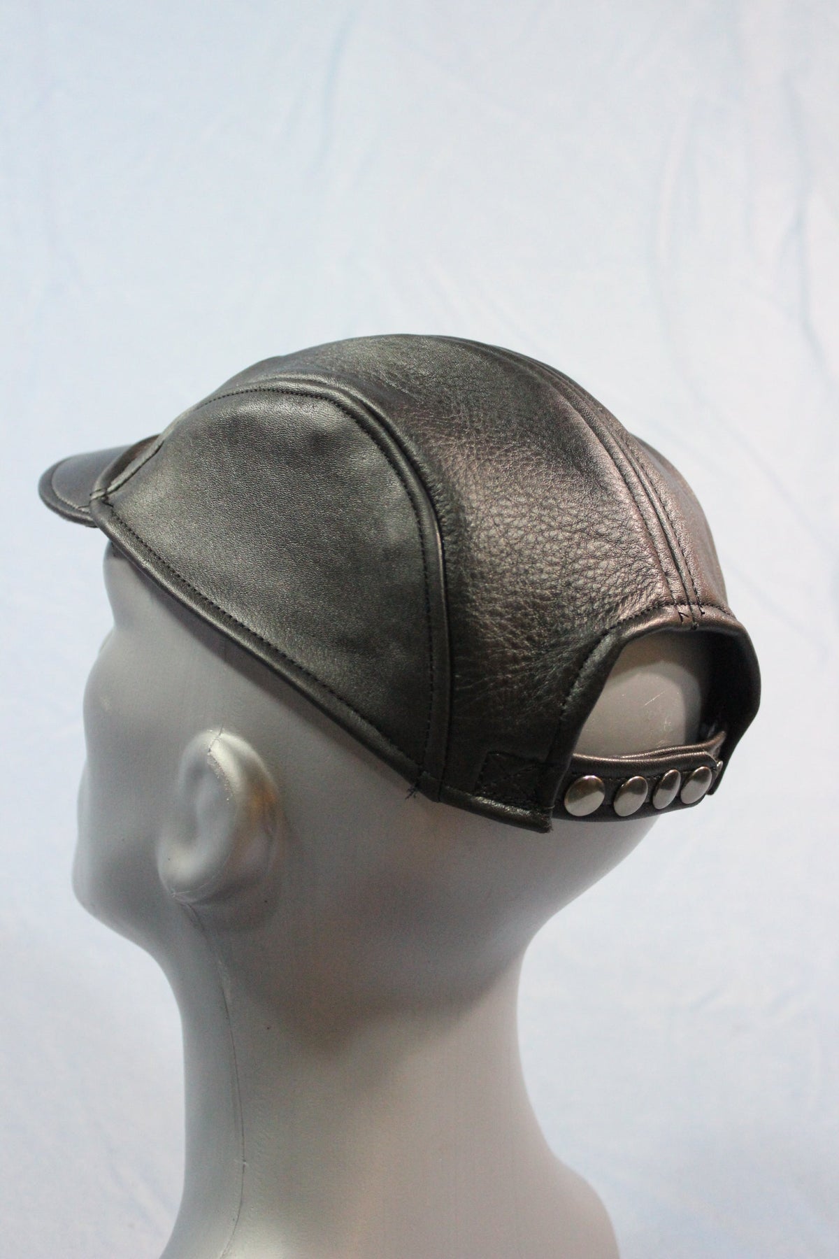 Short Brim Leather Baseball Cap - view 3