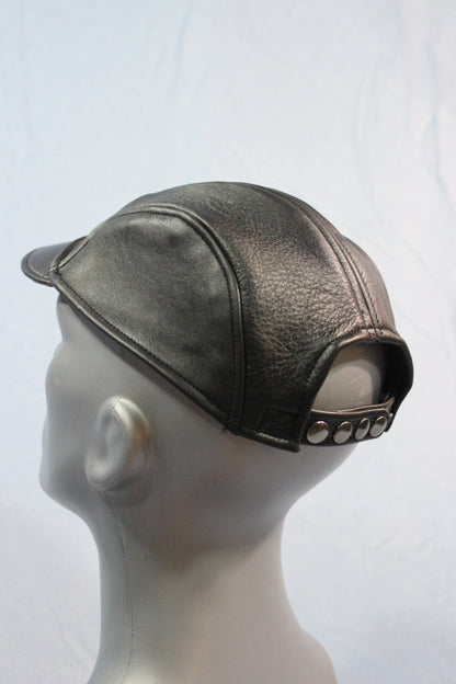 Short Brim Leather Baseball Cap - view 3