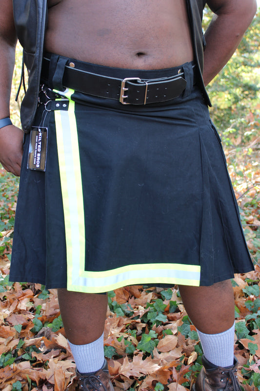 Firefighter Kilt in Black and Florescent Green - view 2