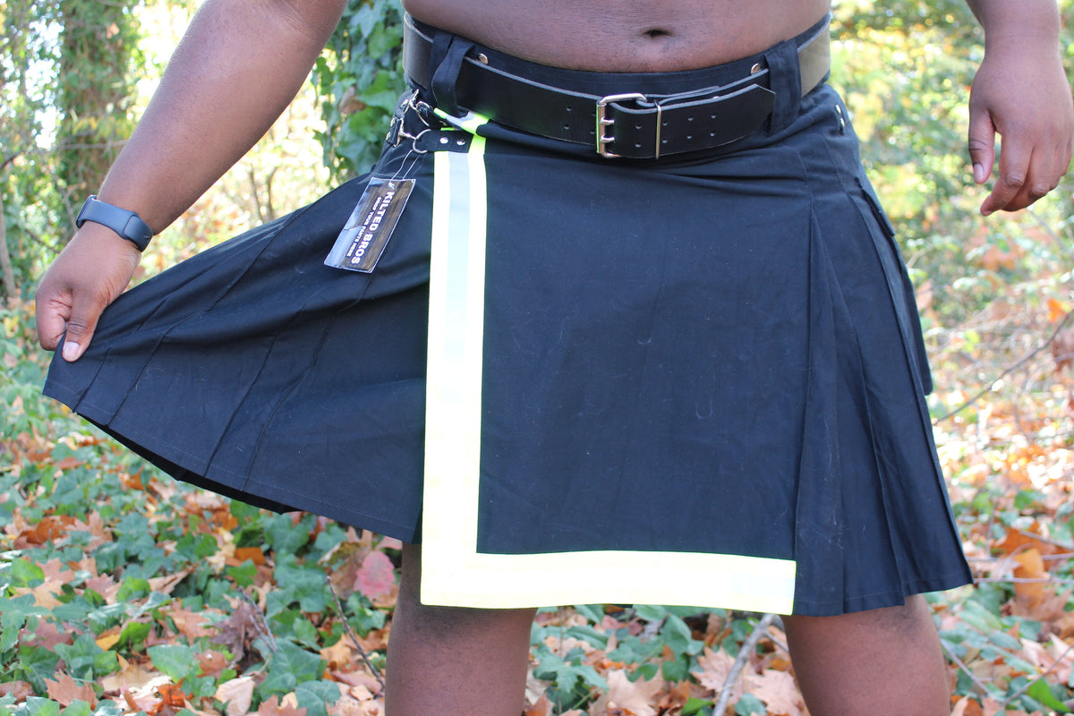 Firefighter Kilt in Black and Florescent Green - view 9
