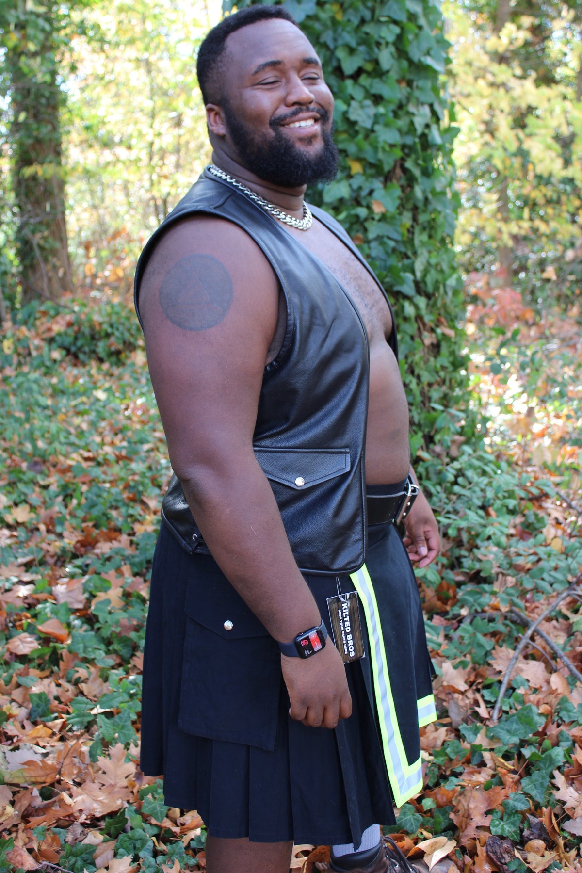 Firefighter Kilt in Black and Florescent Green - view 10