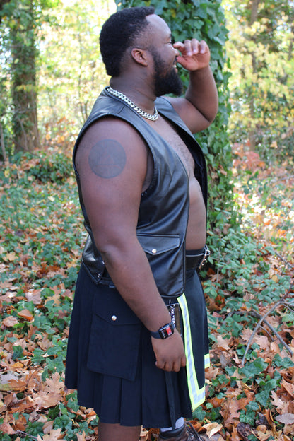 Firefighter Kilt in Black and Florescent Green - view 11