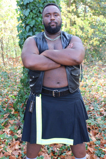 Firefighter Kilt in Black and Florescent Green - view 12