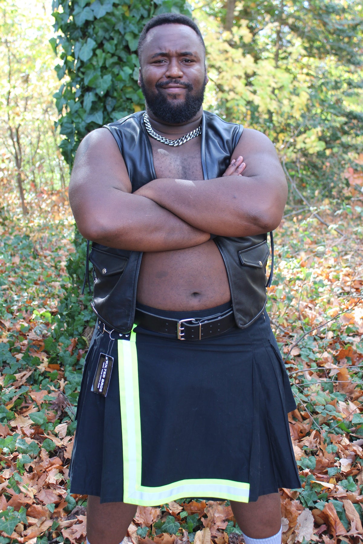 Firefighter Kilt in Black and Florescent Green - view 13