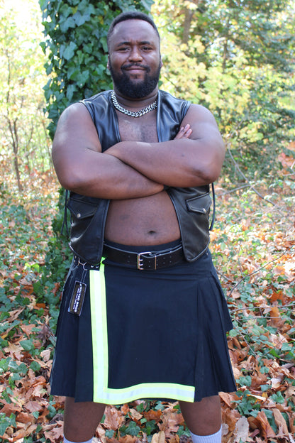 Firefighter Kilt in Black and Florescent Green - view 14