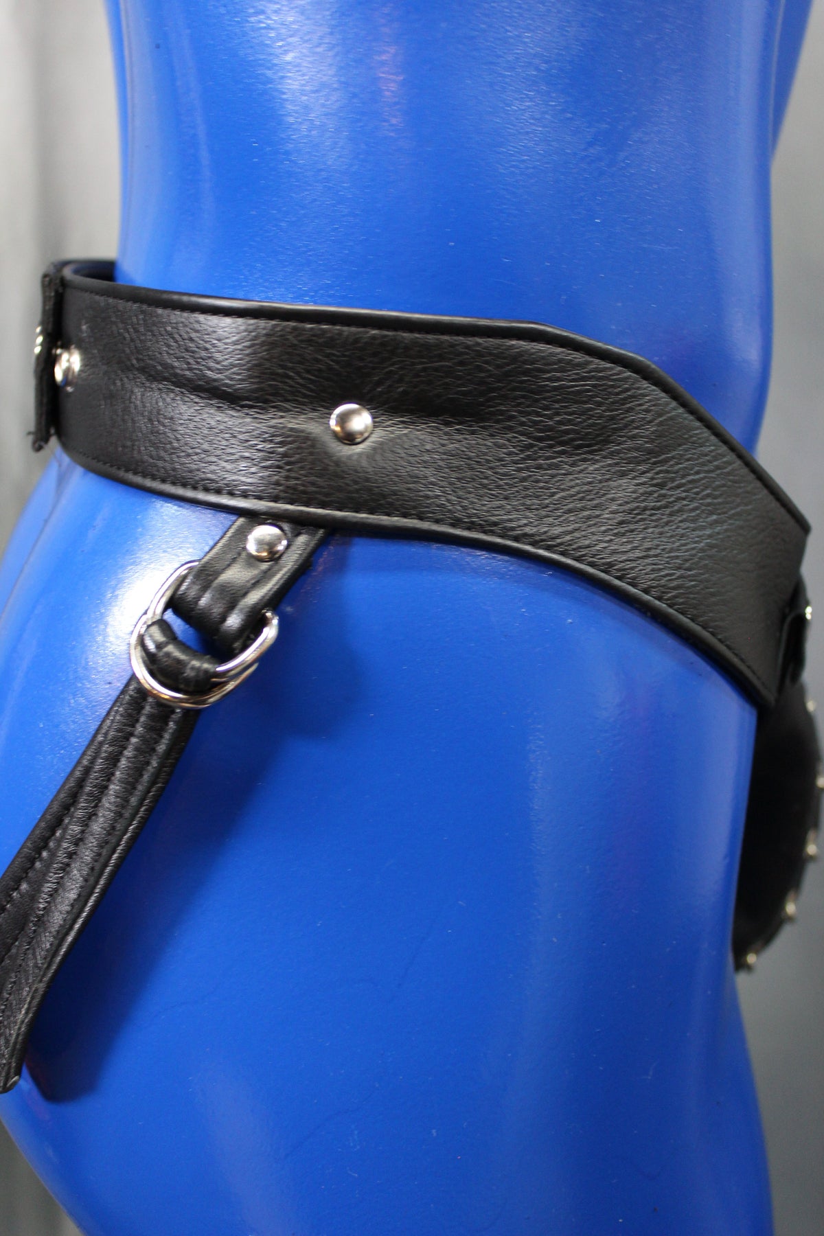 Black Leather Chain Front Jock - view 4