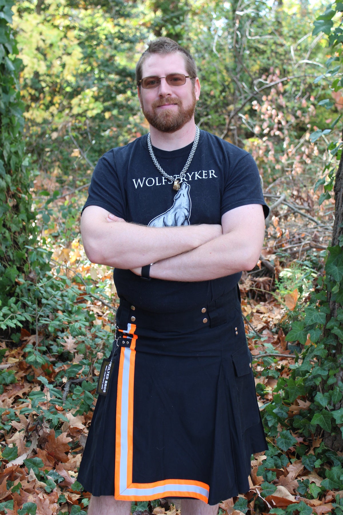 Firefighter Kilt in Black and Florescent Orange - view 9