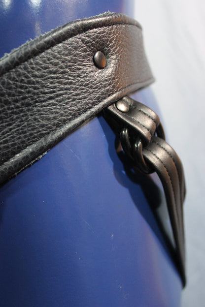 Black Leather Jockstrap with Burgundy Interchangeable Codpiece - view 4