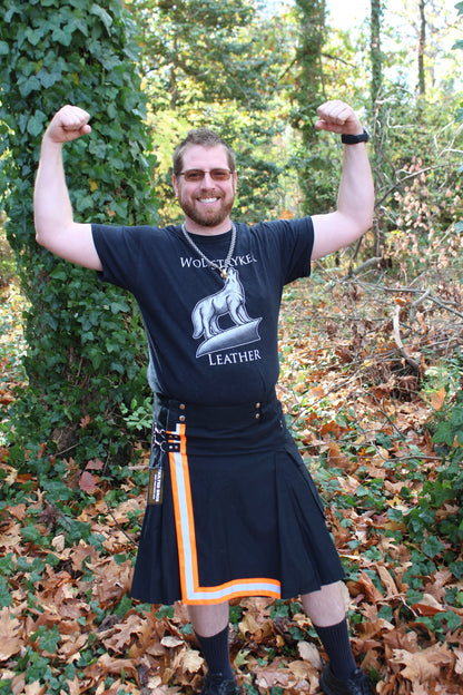 Firefighter Kilt in Black and Florescent Orange - view 10