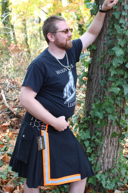 Firefighter Kilt in Black and Florescent Orange - view 12