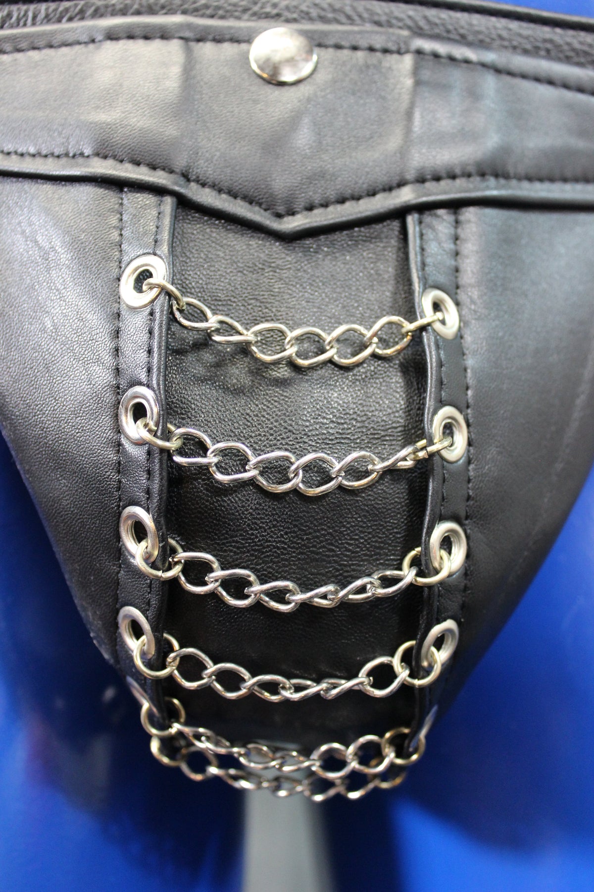 Black Leather Chain Front Jock - view 16