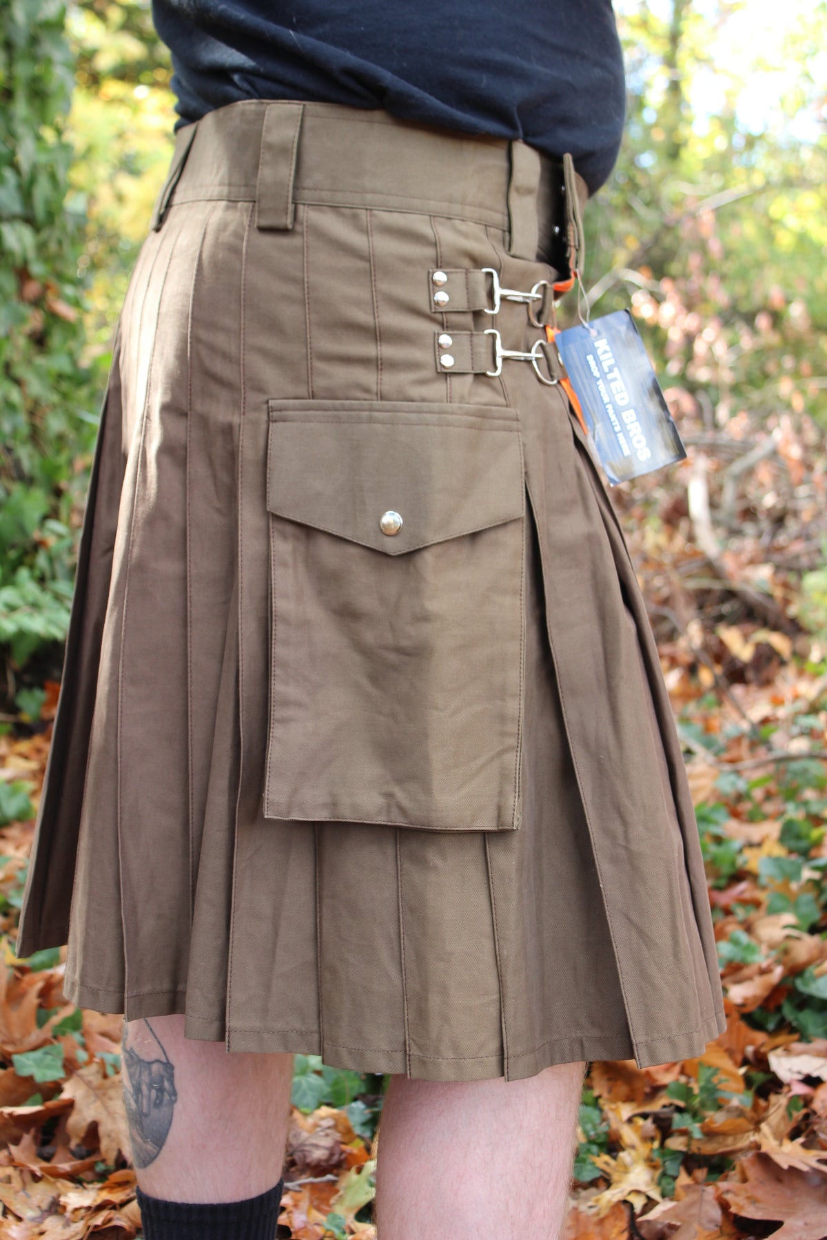 Firefighter Kilt in Brown and Florescent Orange - view 4