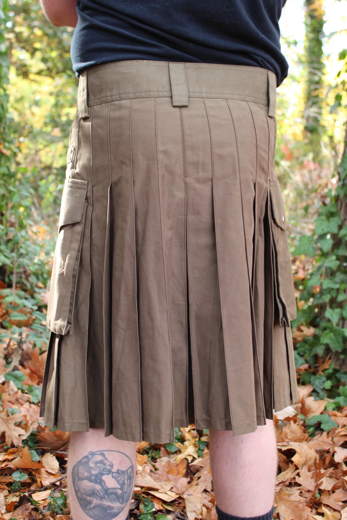 Firefighter Kilt in Brown and Florescent Orange - view 5