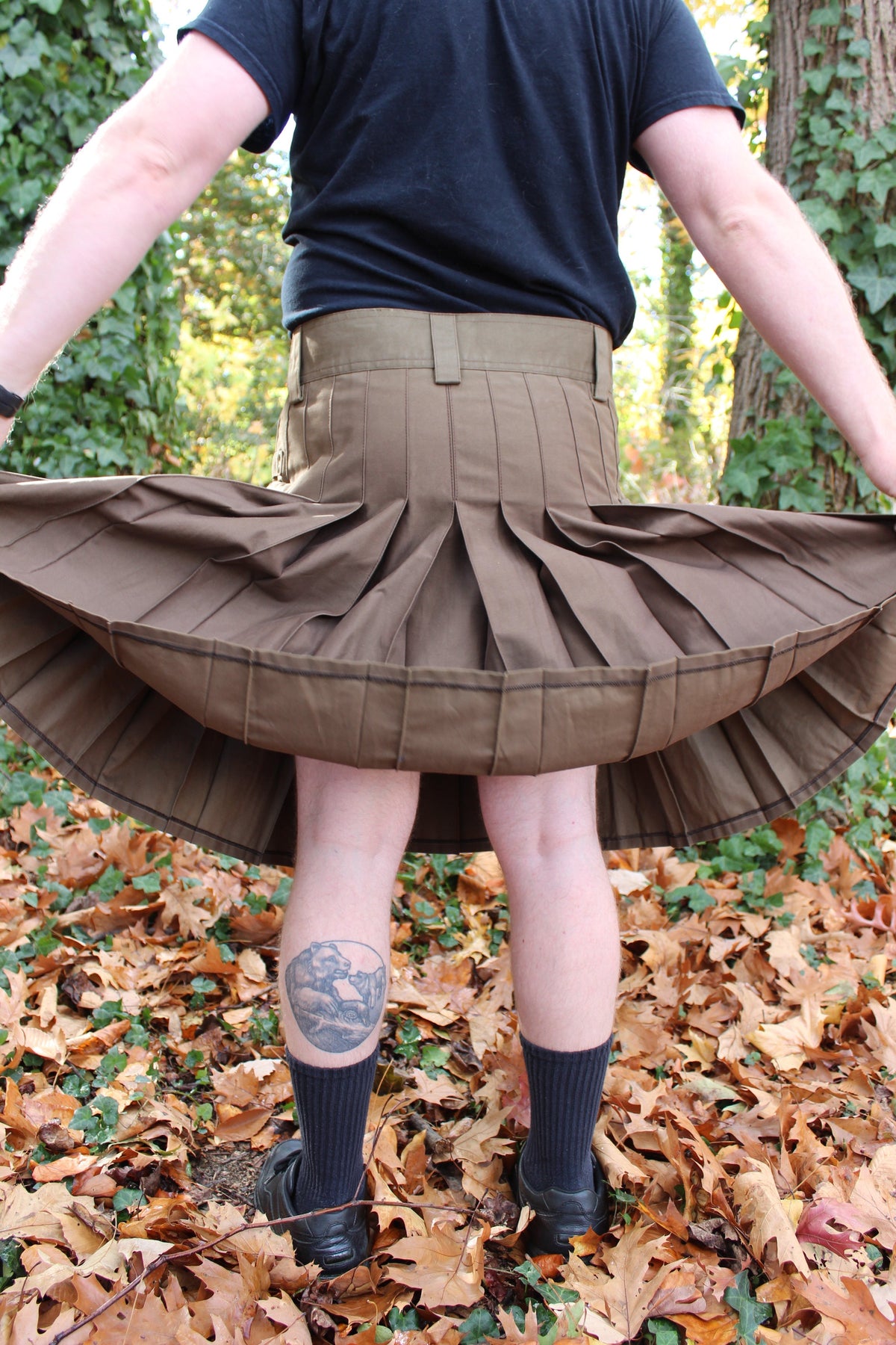 Firefighter Kilt in Brown and Florescent Orange - view 7