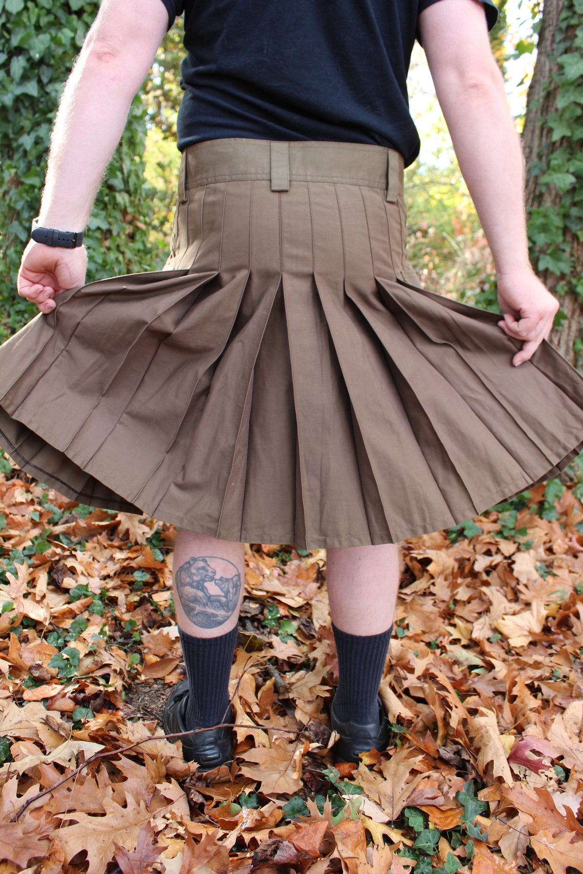 Firefighter Kilt in Brown and Florescent Orange - view 8