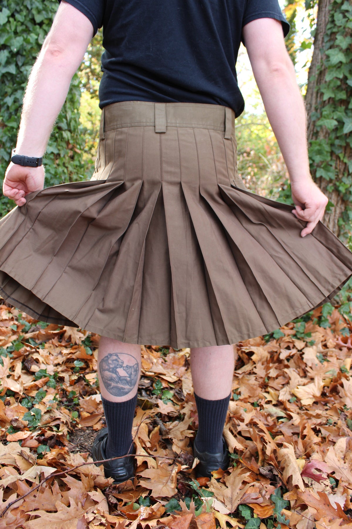 Firefighter Kilt in Brown and Florescent Orange - view 9