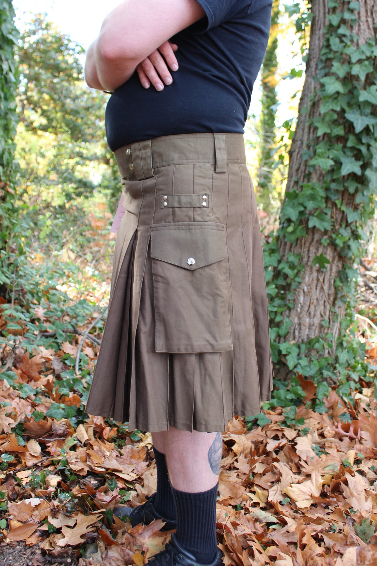 Firefighter Kilt in Brown and Florescent Orange - view 11