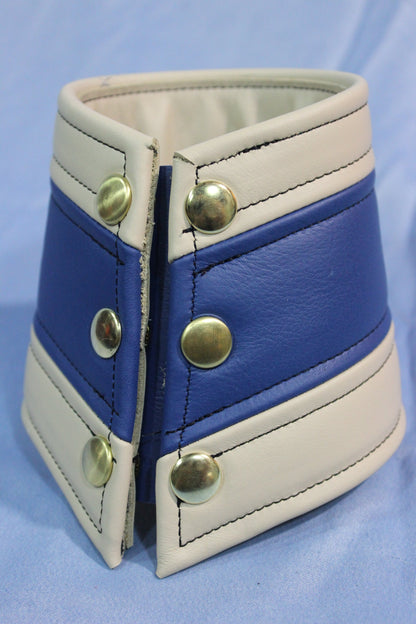 White and Blue Bracers - front view