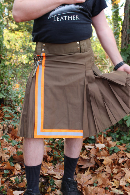 Firefighter Kilt in Brown and Florescent Orange - view 13