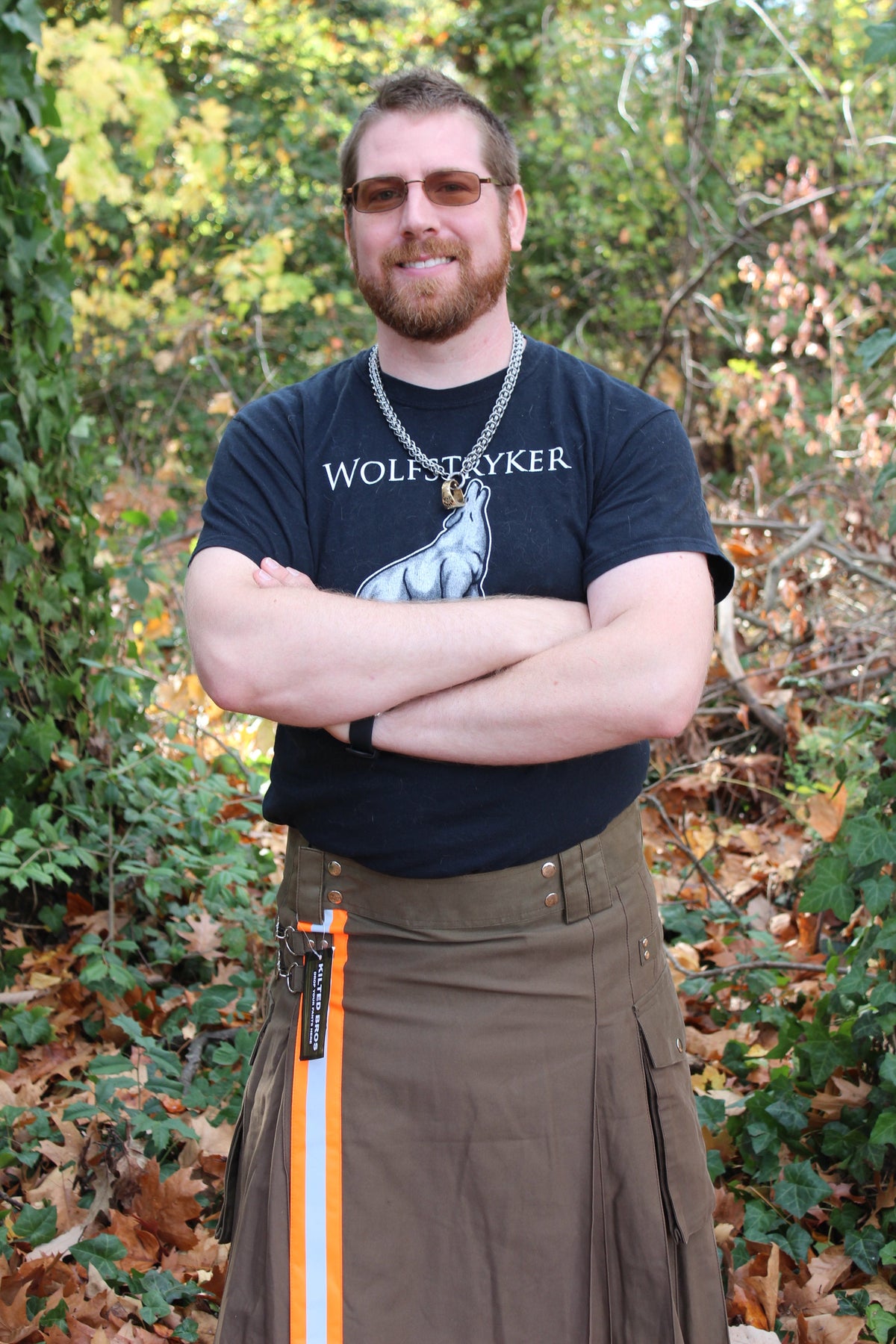 Firefighter Kilt in Brown and Florescent Orange - view 14