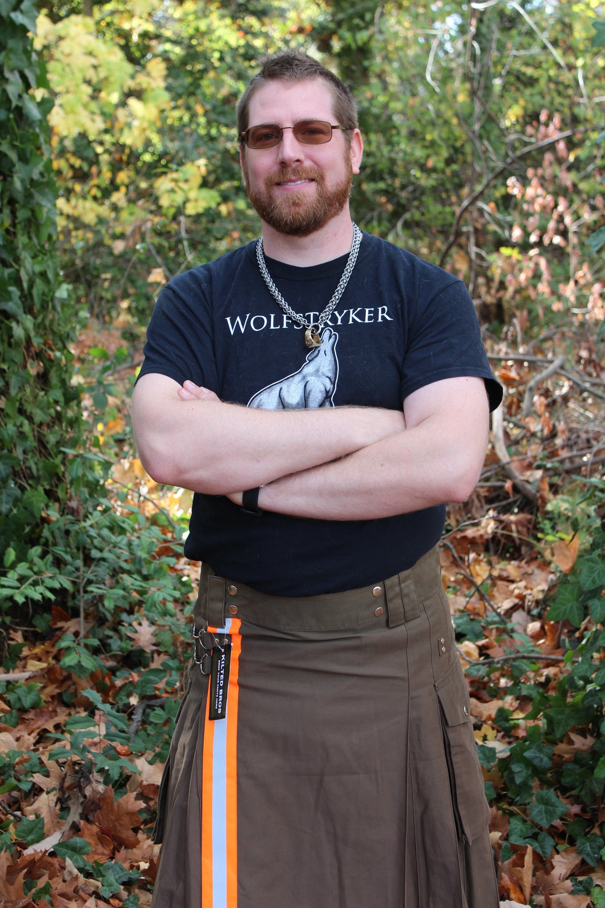 Firefighter Kilt in Brown and Florescent Orange - view 15