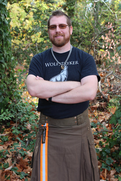Firefighter Kilt in Brown and Florescent Orange - view 15