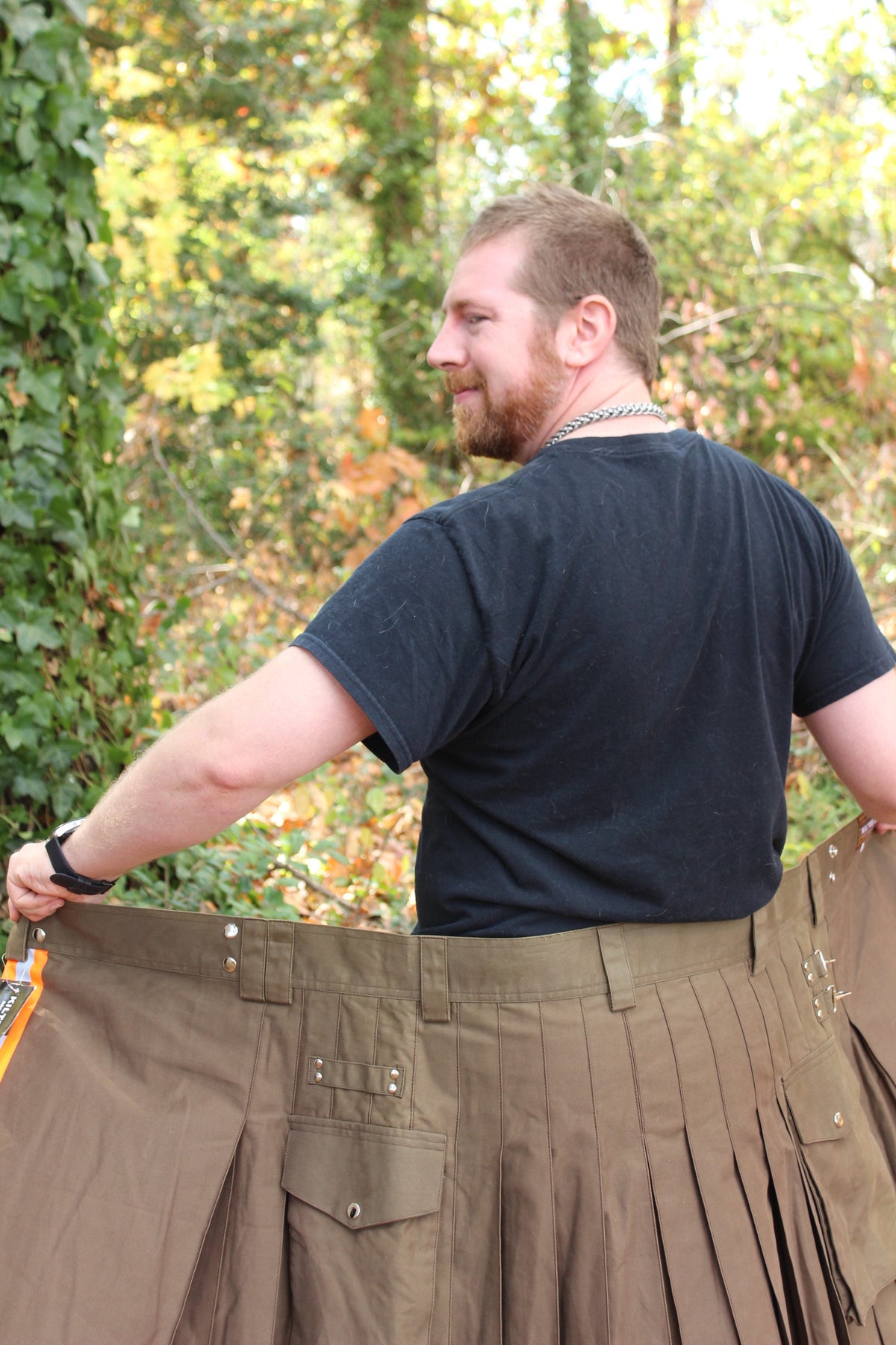 Firefighter Kilt in Brown and Florescent Orange - view 16