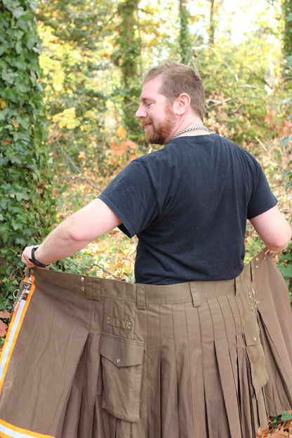 Firefighter Kilt in Brown and Florescent Orange - view 17