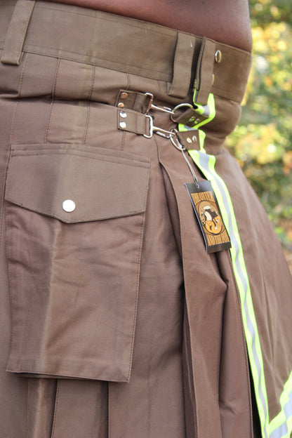 Firefighter Kilt in Brown and Florescent Green - view 5