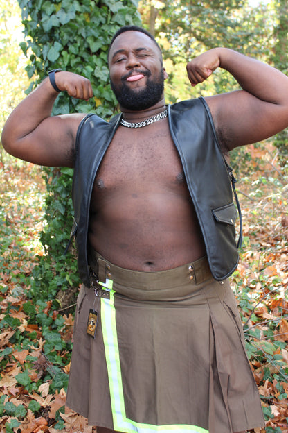 Firefighter Kilt in Brown and Florescent Green - view 11