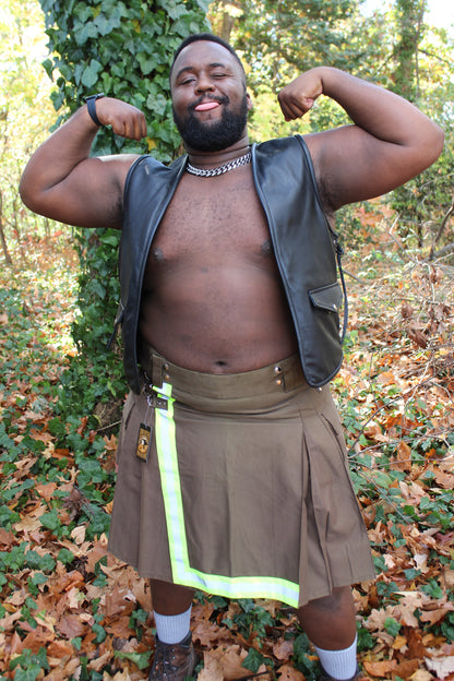 Firefighter Kilt in Brown and Florescent Green - view 12