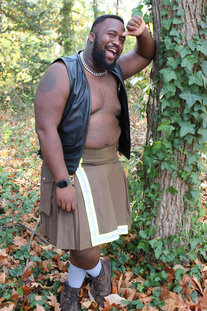 Firefighter Kilt in Brown and Florescent Green - view 16