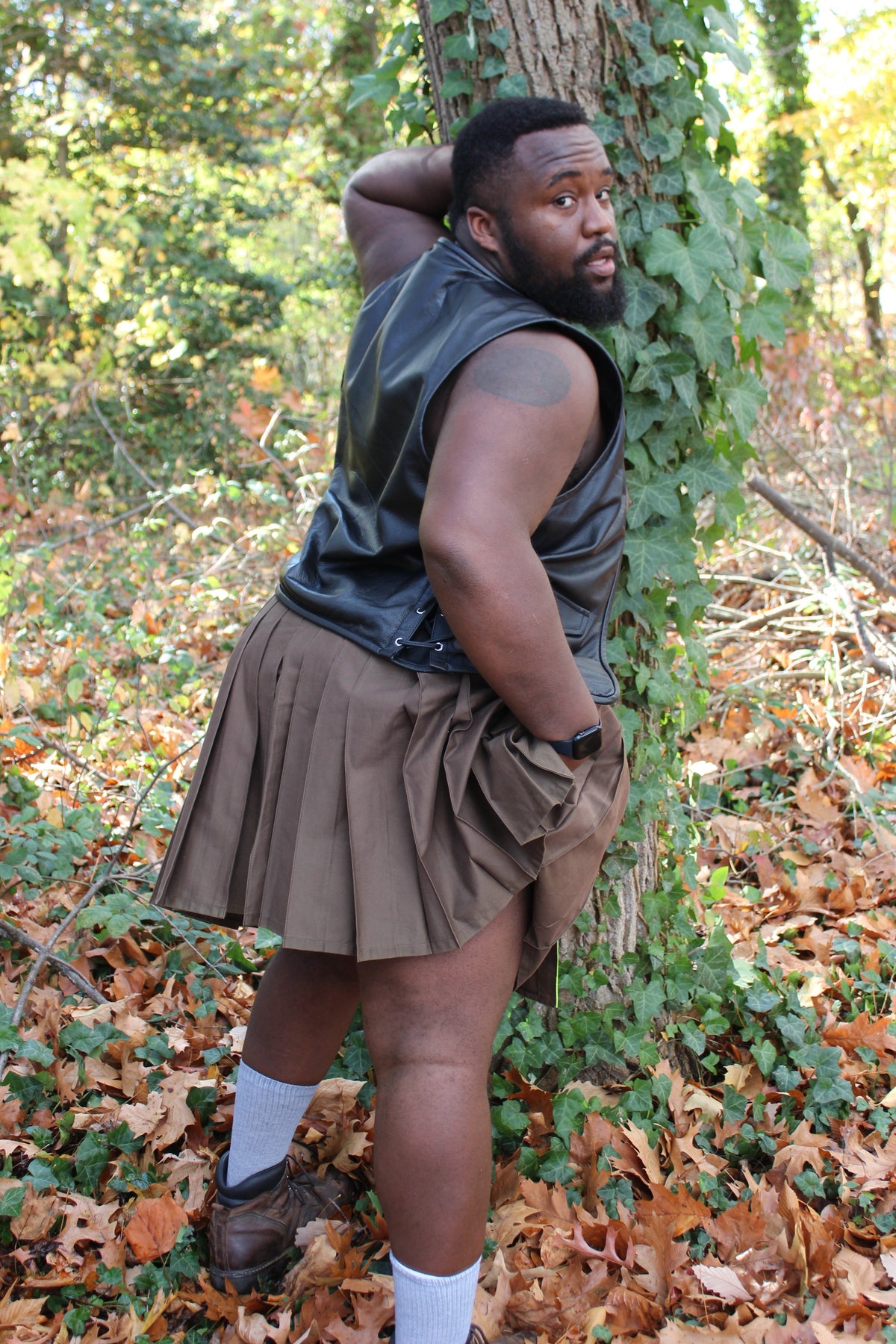 Firefighter Kilt in Brown and Florescent Green - view 18