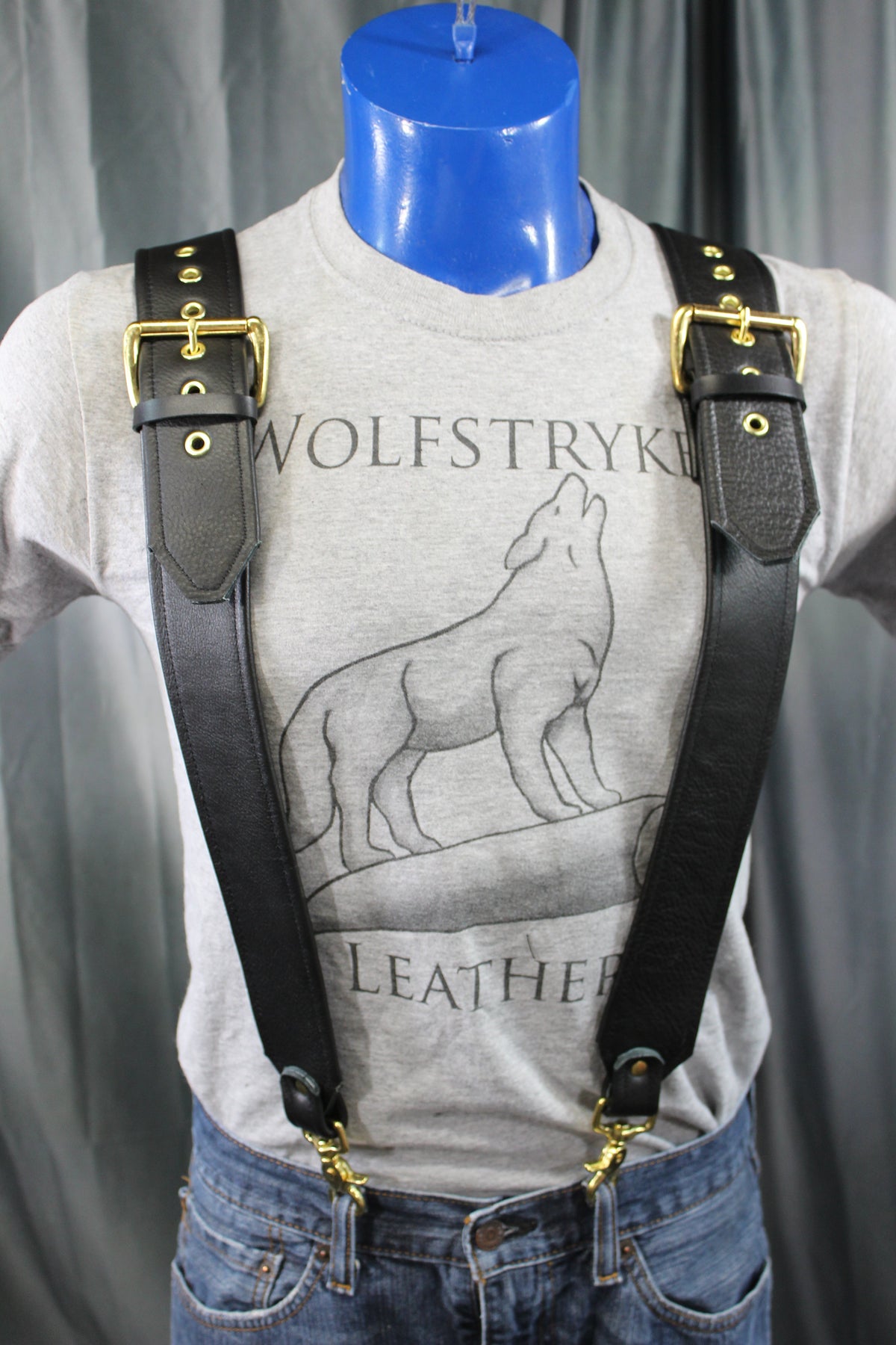 Our Back to Basics Black DOUBLE WIDE Convertable Leather Suspenders! - view 3