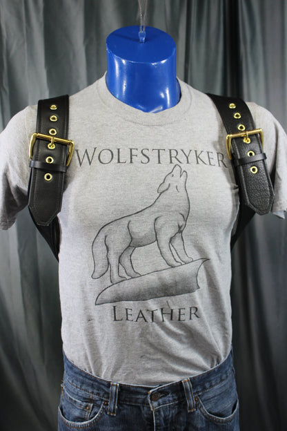 Our Back to Basics Black DOUBLE WIDE Convertable Leather Suspenders! - view 7