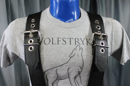 Our Back to Basics Black DOUBLE WIDE Convertable Leather Suspenders! - view 10