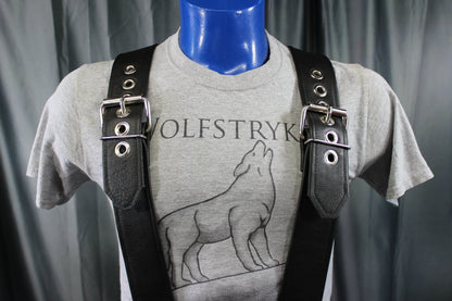 Our Back to Basics Black DOUBLE WIDE Convertable Leather Suspenders! - view 11