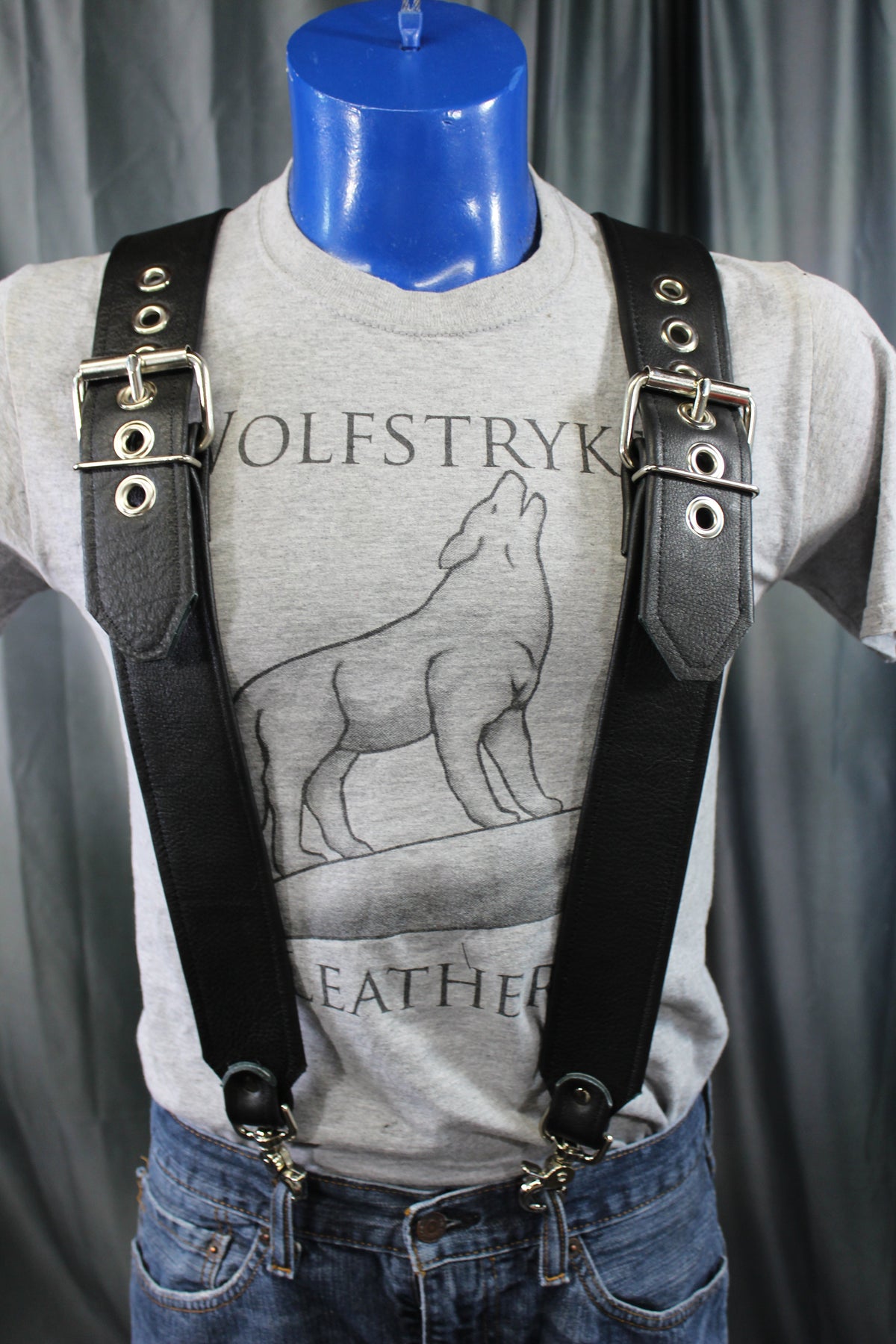 Our Back to Basics Black DOUBLE WIDE Convertable Leather Suspenders! - view 12