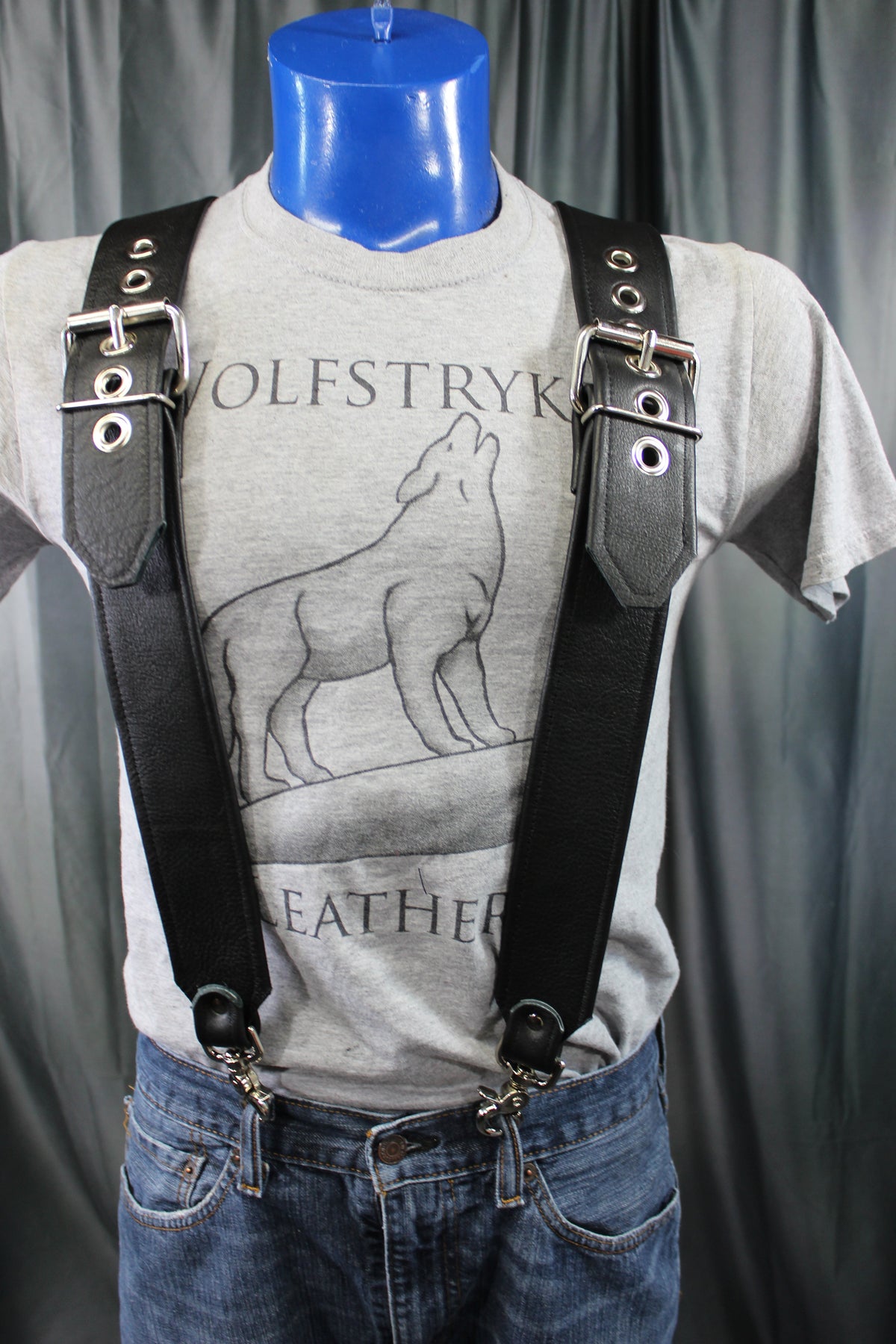 Our Back to Basics Black DOUBLE WIDE Convertable Leather Suspenders! - view 14