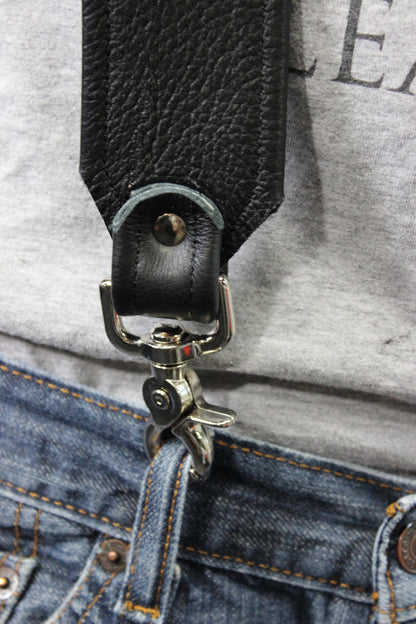 Our Back to Basics Black DOUBLE WIDE Convertable Leather Suspenders! - view 18